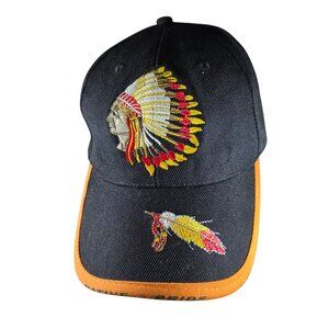 Native Pride cap Chief Headdress Embroidered Baseball hat feather black orange